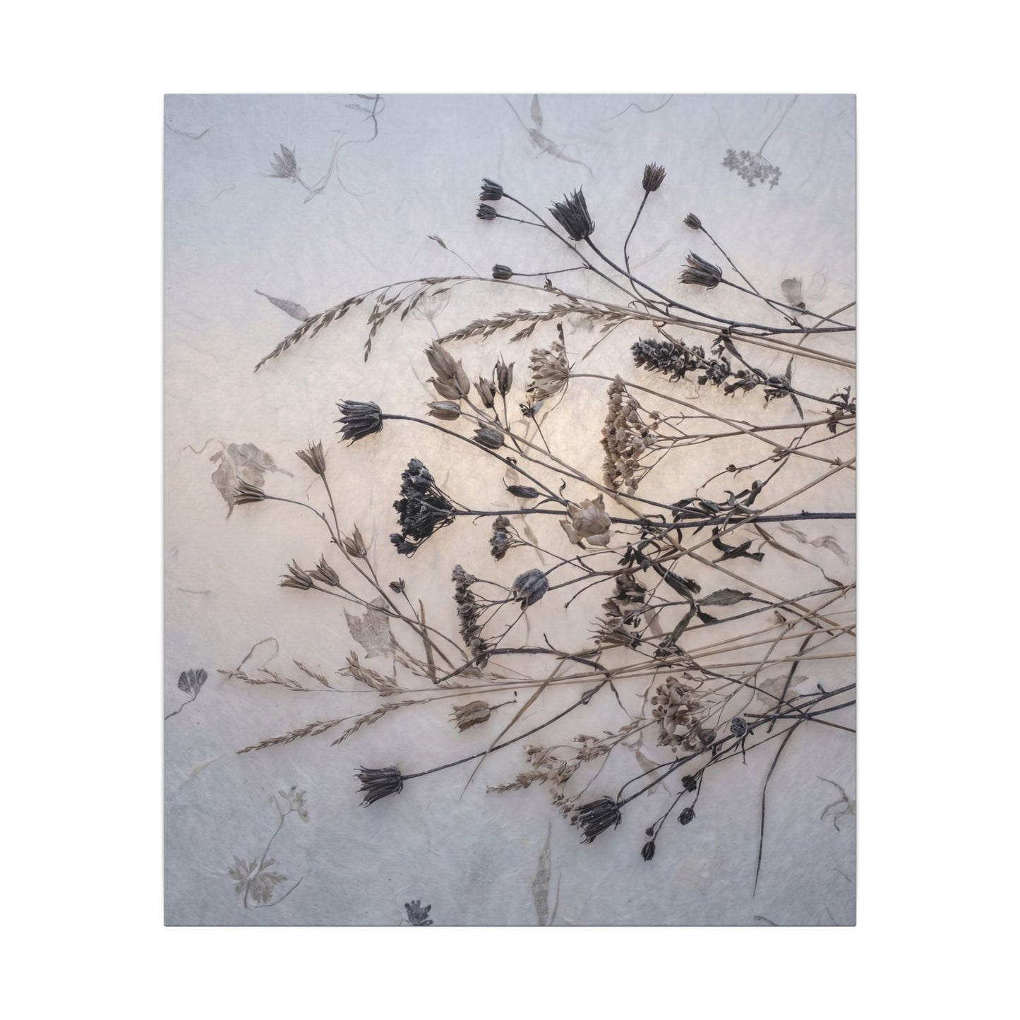 Elegant Dried Flowers Canvas Art - Japanese Pattern Japandi