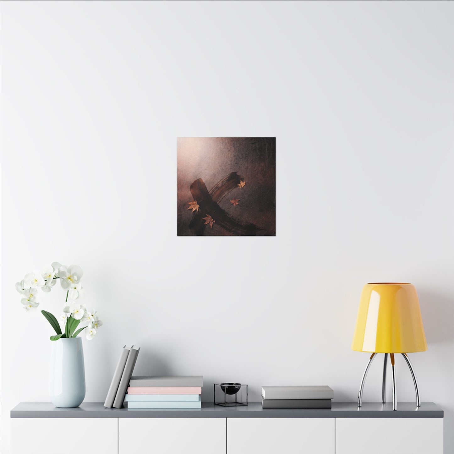 Moody Ink Brushstroke Canvas Art - Moody Minimal Dark Japandi