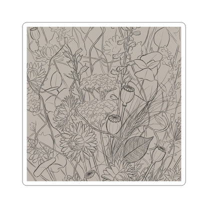 Japandi Dried Flowers in Overcast | Minimal Line Sticker