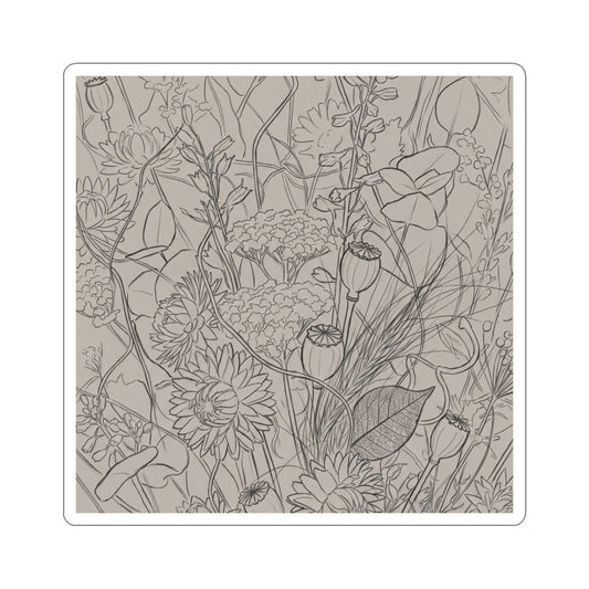 Japandi Dried Flowers in Overcast | Minimal Line Sticker