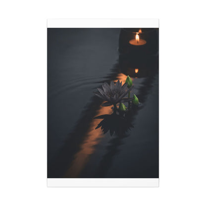 Seijaku Lotus Flower Canvas Art - Dark Japandi Shadow Zen