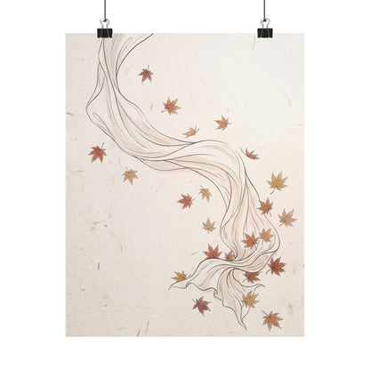 Silk Drape Minimal Line Wall Art Print | Elegant Japandi Art