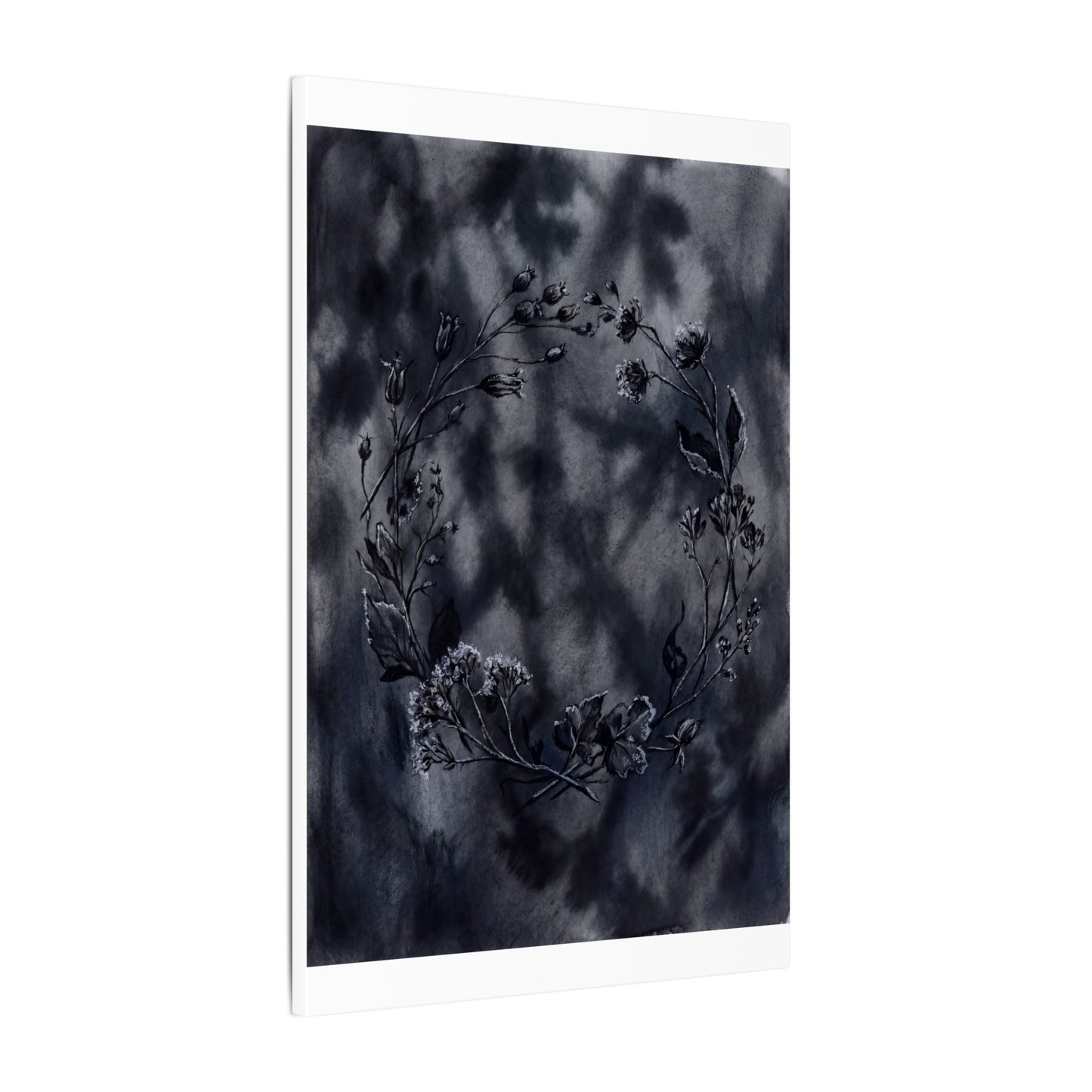 Dried Flowers Canvas Art | Winter Dark Japandi Shadow Zen Art