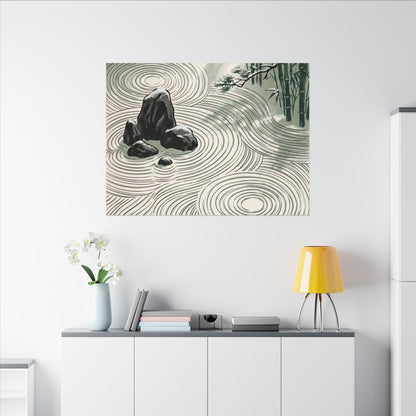 Shibui Rock Garden Canvas Art - Zen Ukiyo E Inspired