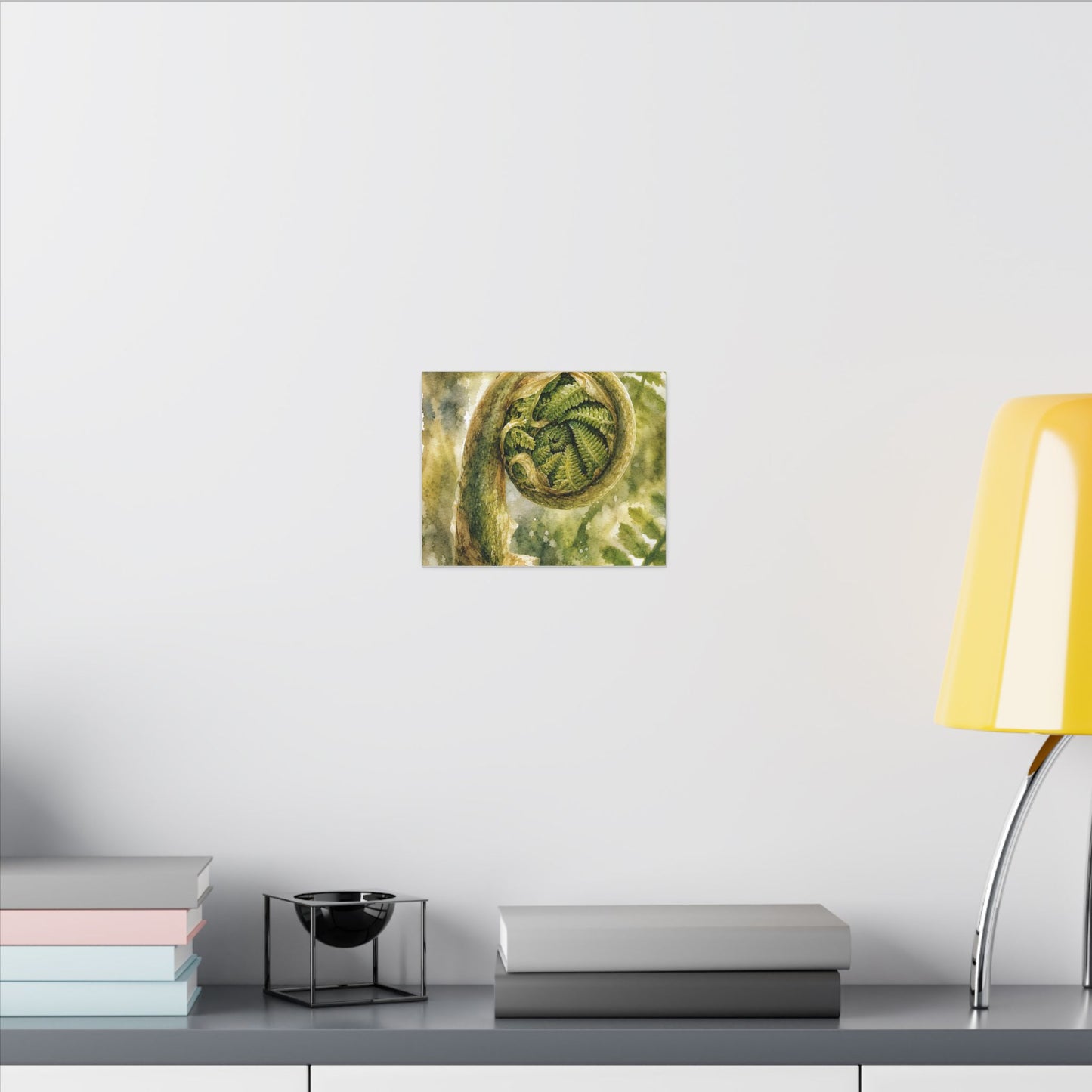 Japandi Fern Unfurling in Dappled | Watercolor Canvas Art