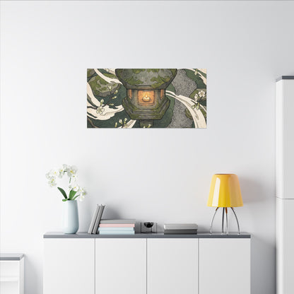 Zen Stone Lantern in Candlelight | Ukiyo E Inspired Canvas Art