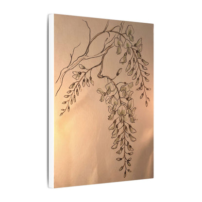 Japandi Wisteria in Candlelight | Minimal Line Canvas Art