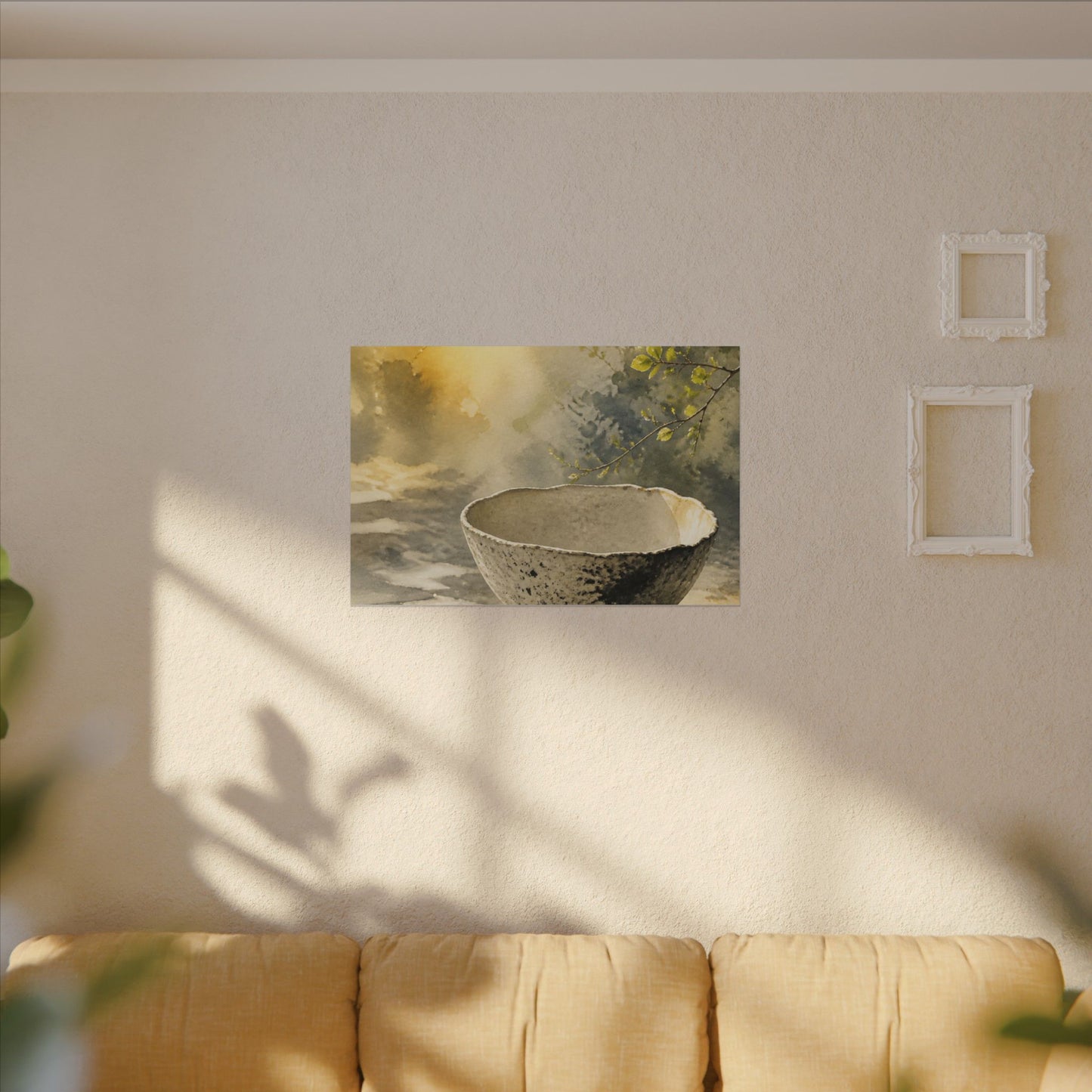 Cozy Ceramic Bowl Canvas Art - Watercolor Japandi