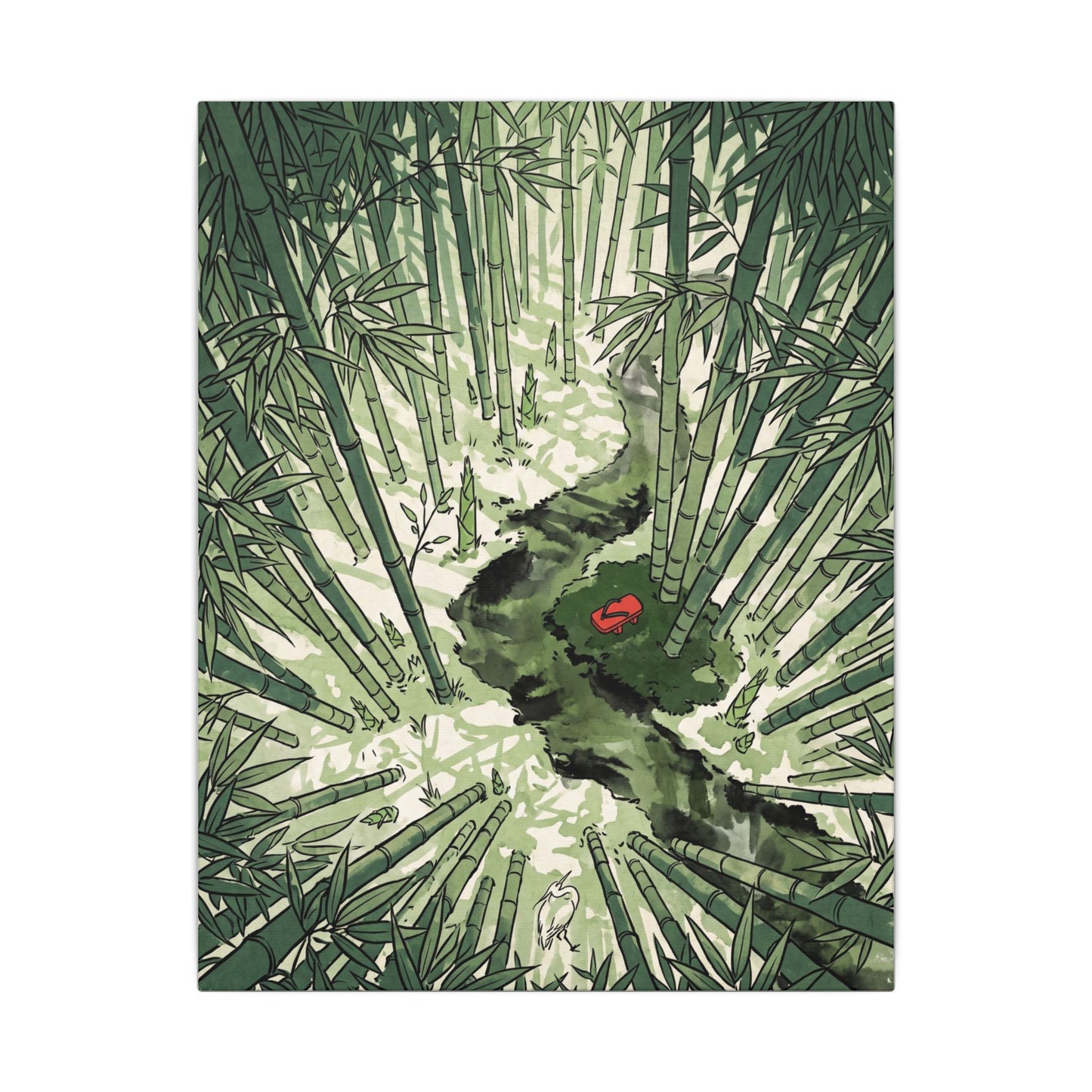 Peaceful Bamboo Grove Canvas Art - Ukiyo E Inspired Zen