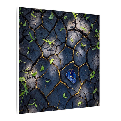 Cracked Earth Canvas Art | Spring Dark Japandi Moody Minimal Art