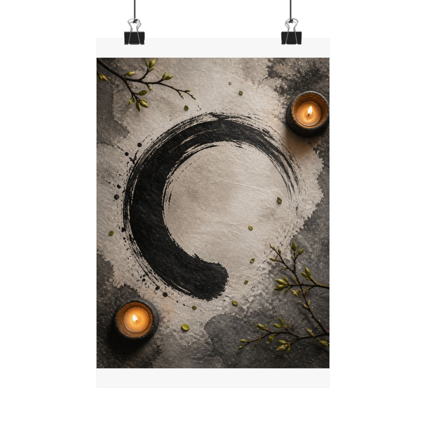 Peaceful Ink Brushstroke Wall Art Print - Enso Zen