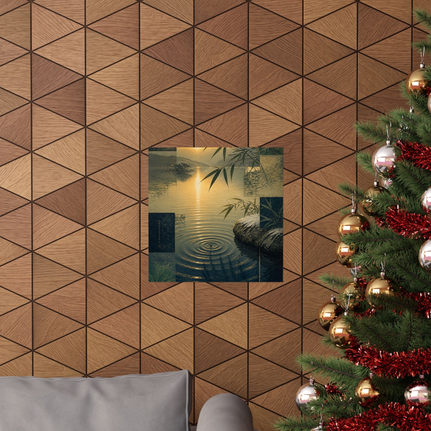 Winter Water Ripple Ukiyo E Inspired Wall Art Print | Tranquil Decor