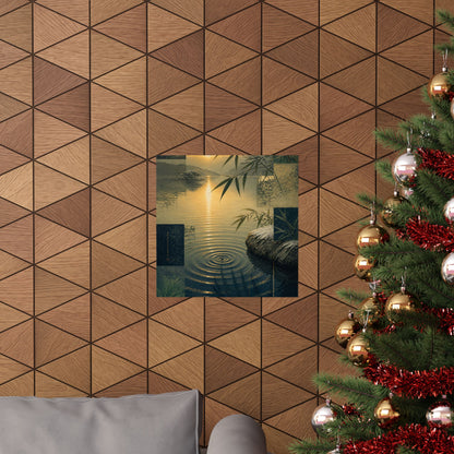 Winter Water Ripple Ukiyo E Inspired Wall Art Print | Tranquil Decor