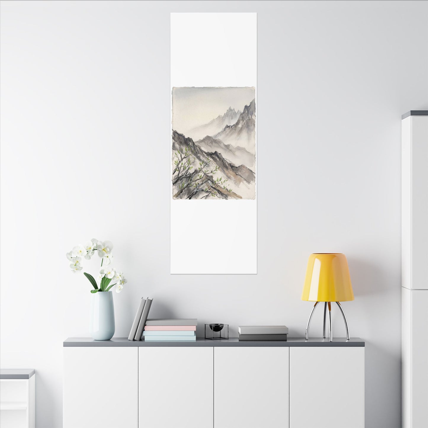 Spring Mountain Mist Texture Canvas Art | Warm Decor
