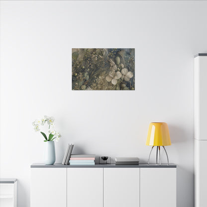Japandi Dried Flowers in Moonlight | Watercolor Canvas Art