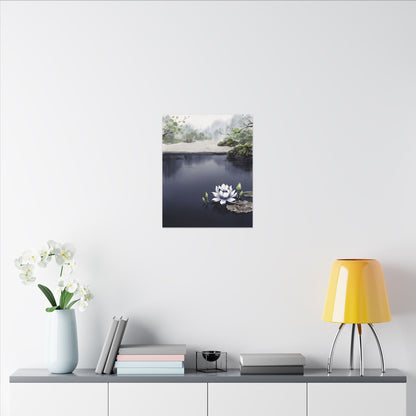 Lotus Flower Karesansui Canvas Art | Tranquil Zen Art