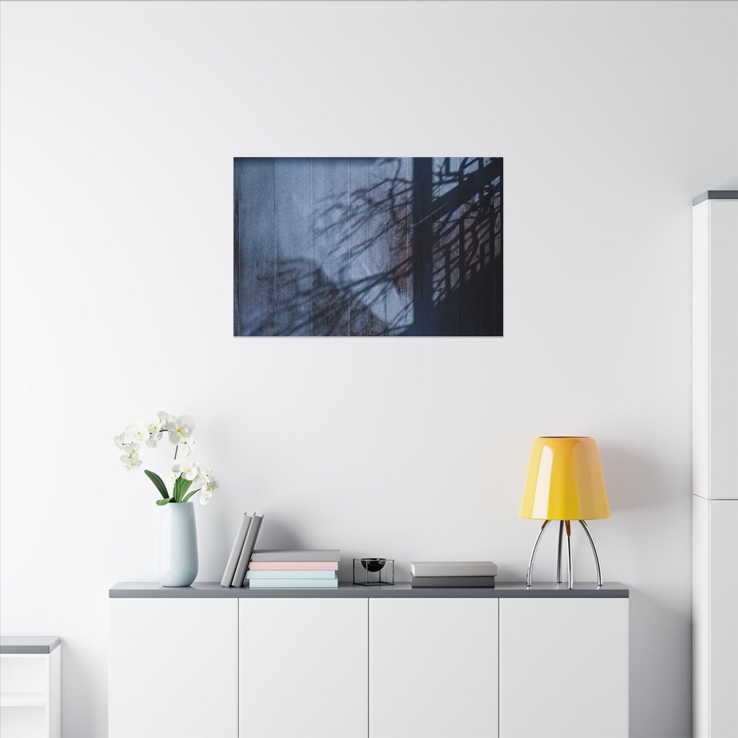 Shadow Play Moody Minimal Canvas Art | Moody Dark Japandi Art
