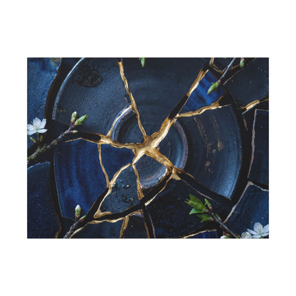 Moonlight Broken Pottery Canvas Art - Kintsugi Fukinsei