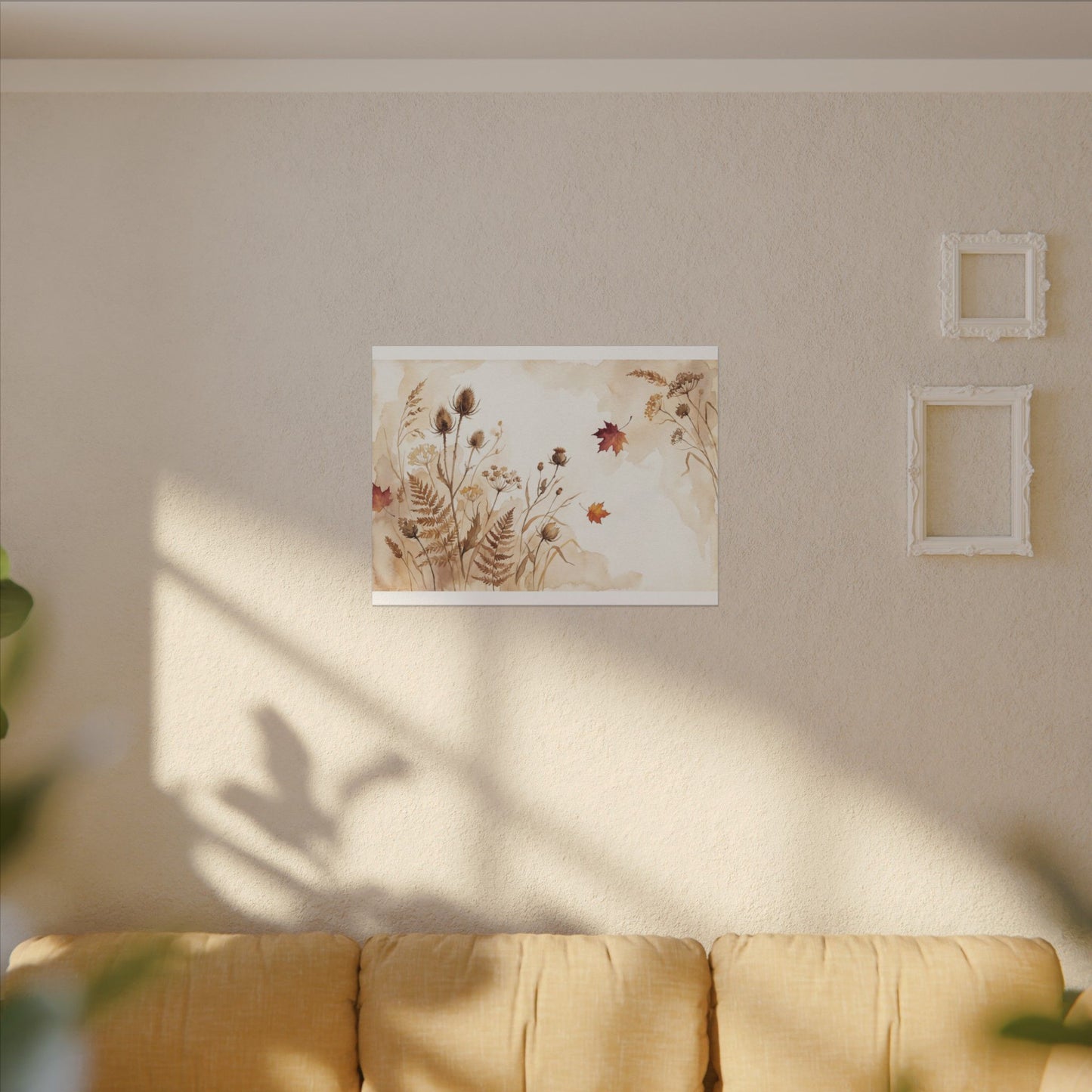 Dried Flowers Canvas Art | Autumn Japandi Watercolor Art