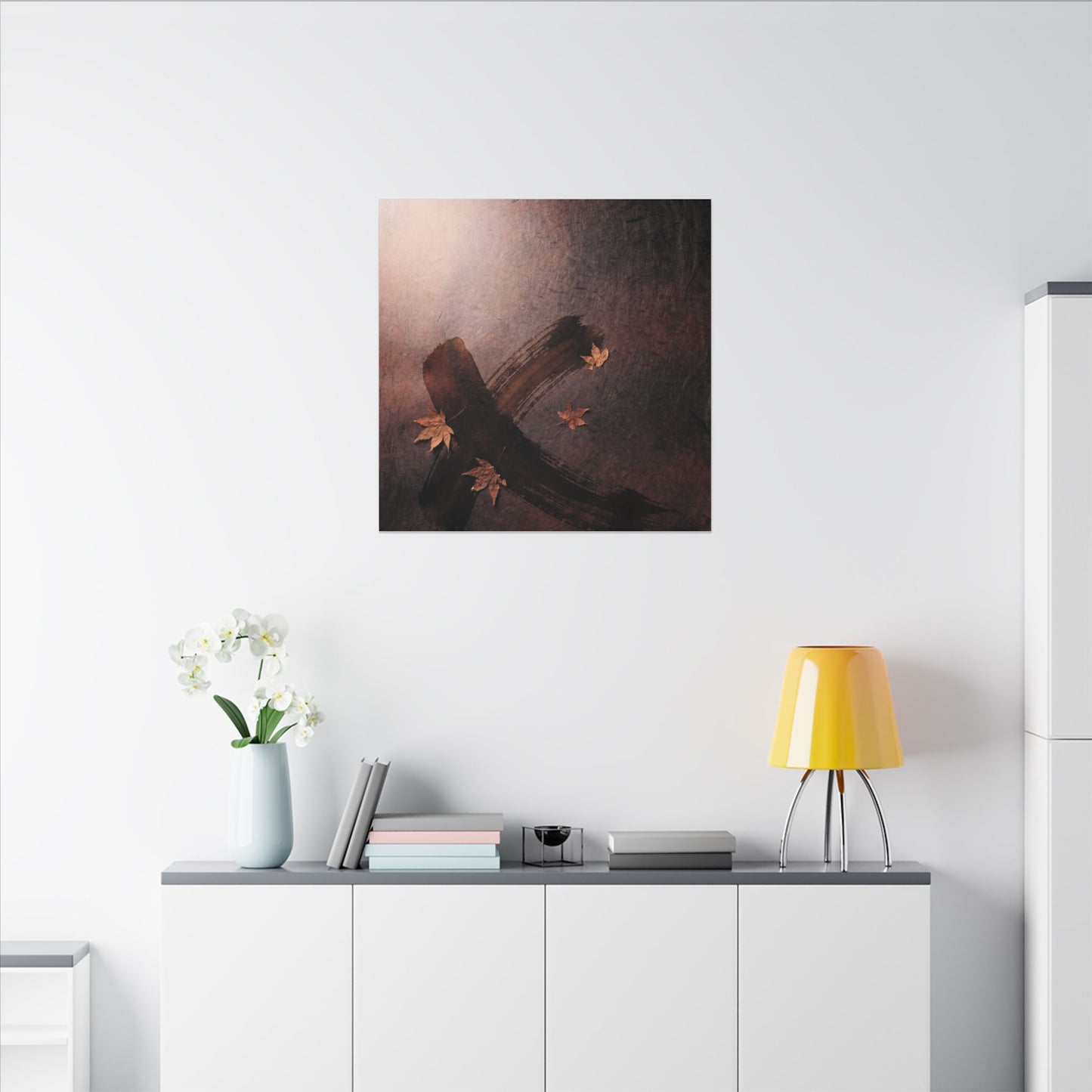 Moody Ink Brushstroke Canvas Art - Moody Minimal Dark Japandi