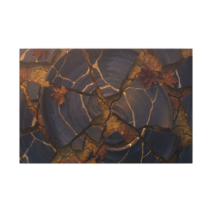 Autumn Cracked Earth Gold Repair Canvas Art | Philosophical Decor