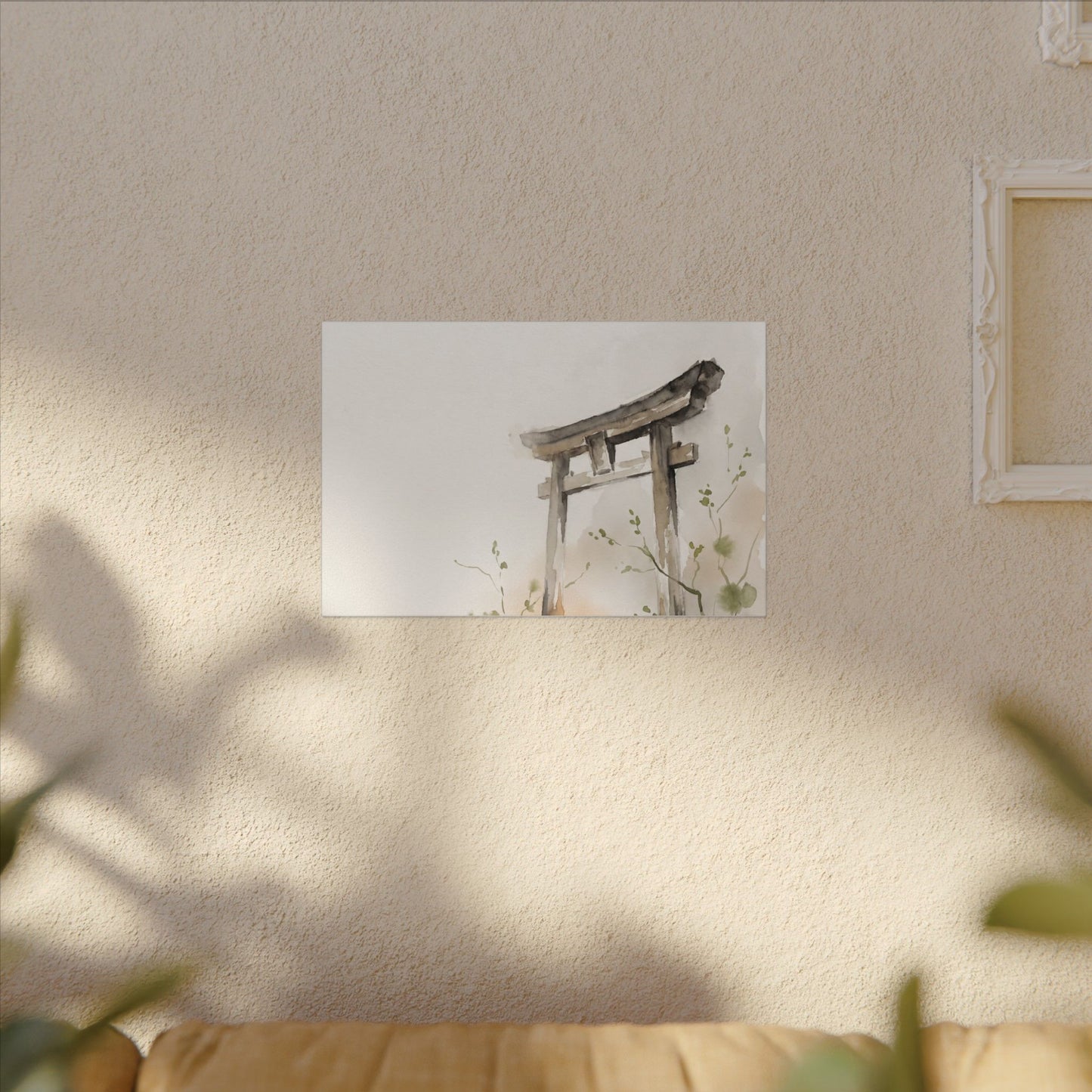 Fukinsei Torii Gate Canvas Art - Japandi Watercolor