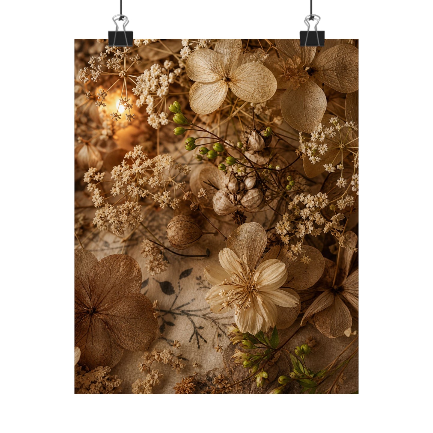 Candlelight Dried Flowers Wall Art Print - Japandi Fukinsei