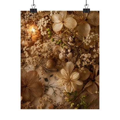 Candlelight Dried Flowers Wall Art Print - Japandi Fukinsei