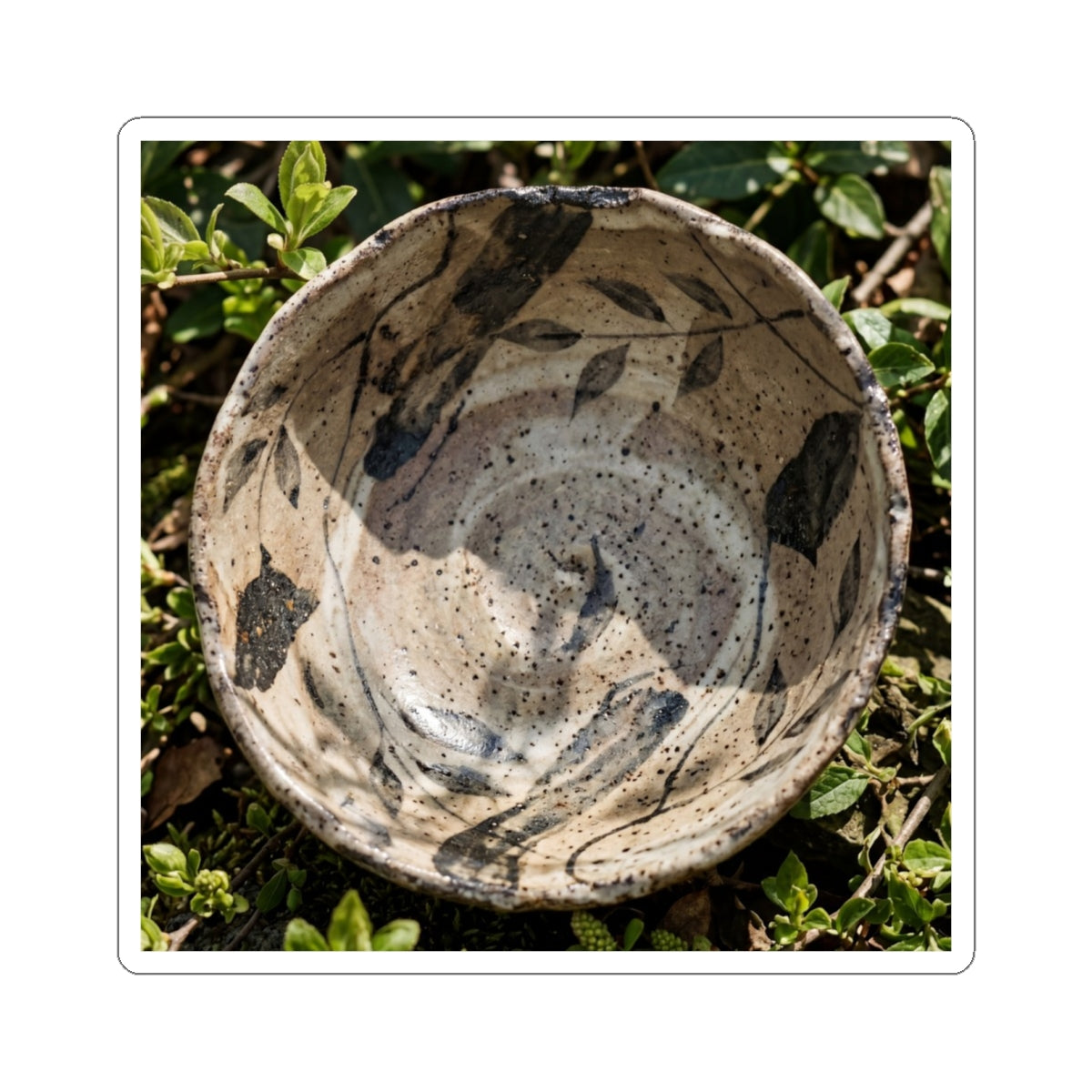 Japandi Ceramic Bowl in Dappled | Japanese Pattern Sticker