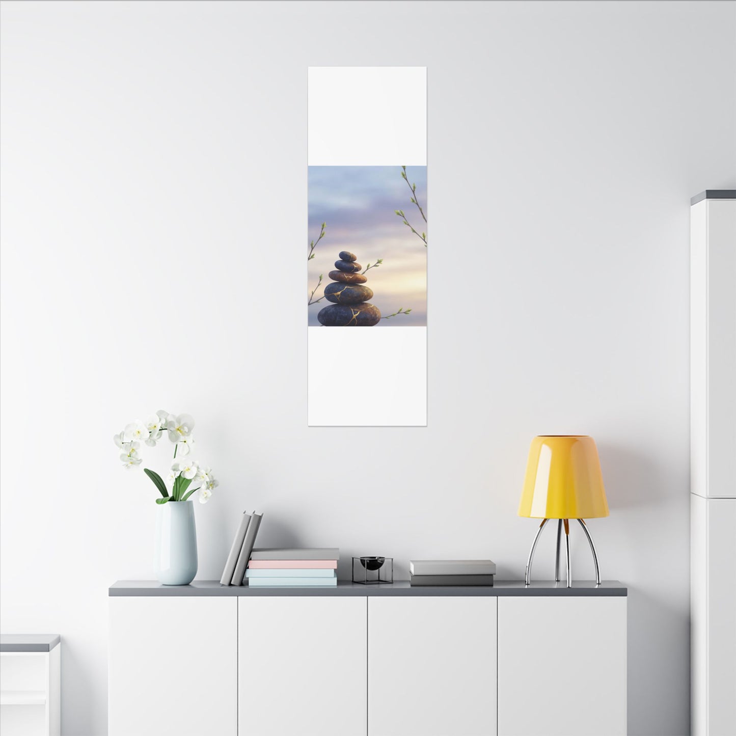 Spring River Stones Gold Vein Canvas Art | Philosophical Decor