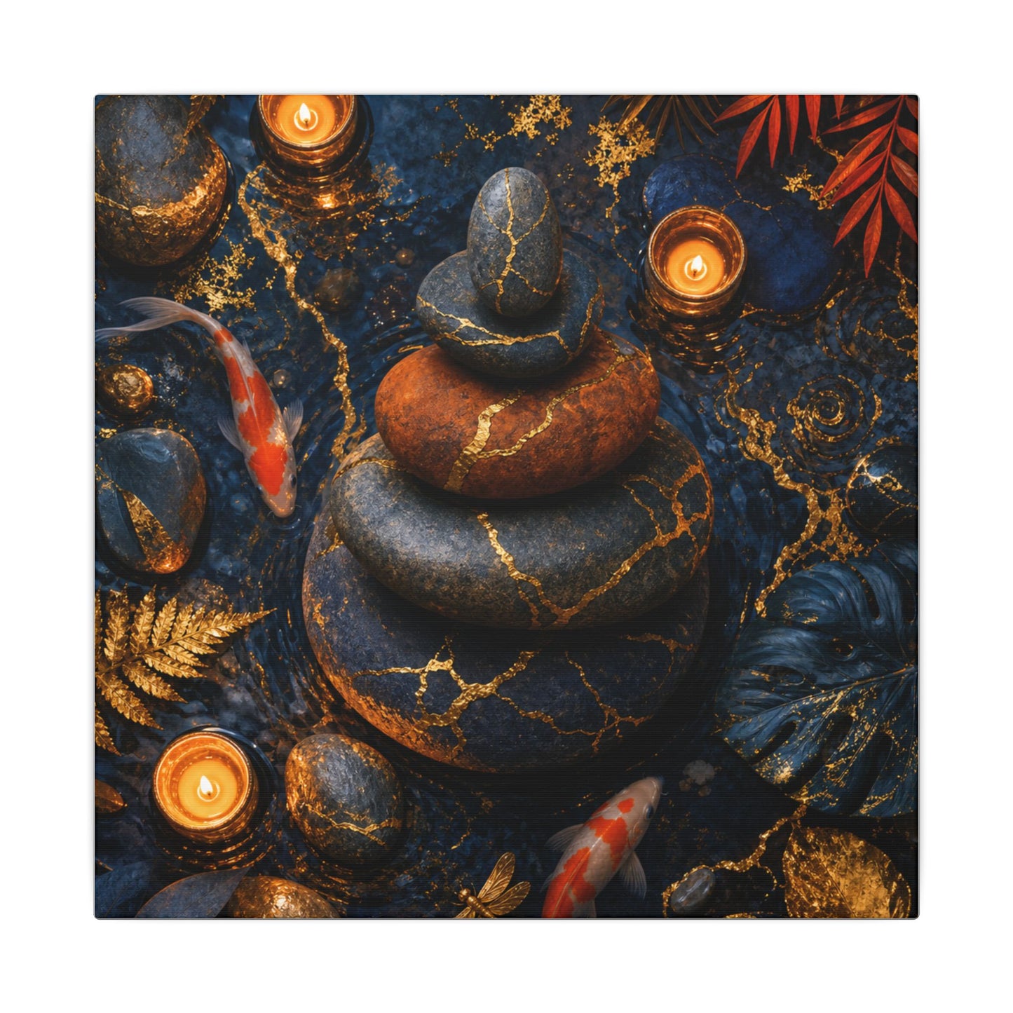 Summer River Stones Gold Vein Canvas Art | Resilient Decor