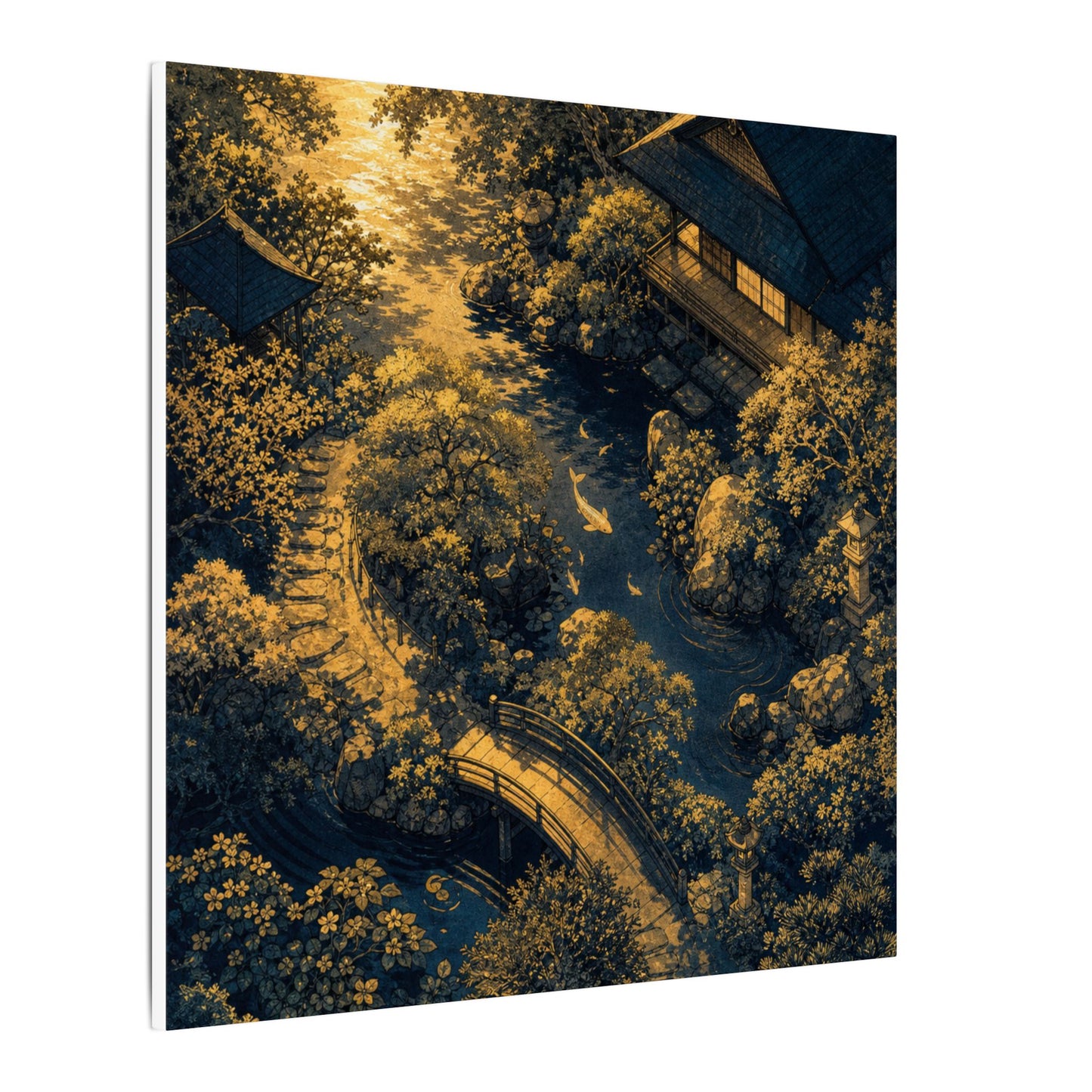 Contemplative Moonlit Garden Canvas Art - Ukiyo E Inspired Zen