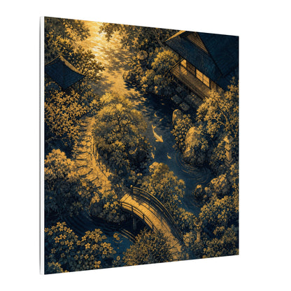 Contemplative Moonlit Garden Canvas Art - Ukiyo E Inspired Zen
