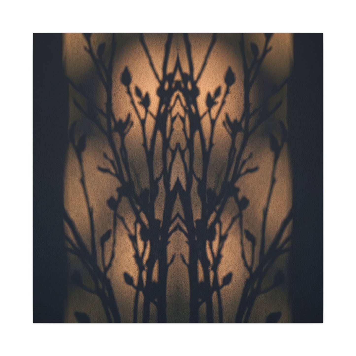 Dark Japandi Shadow Play in Golden Hour | Shadow Zen Canvas Art