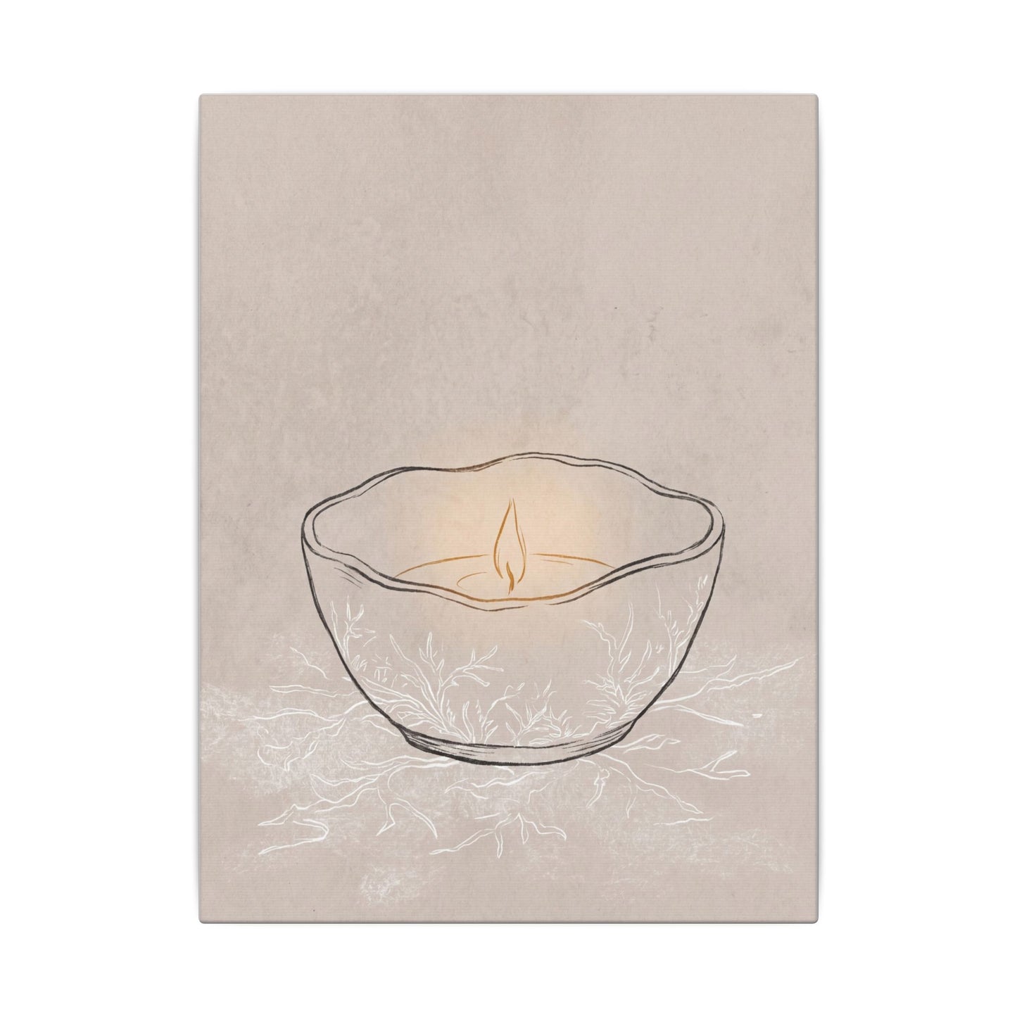 Ceramic Bowl Minimal Line Canvas Art | Neutral Japandi Art