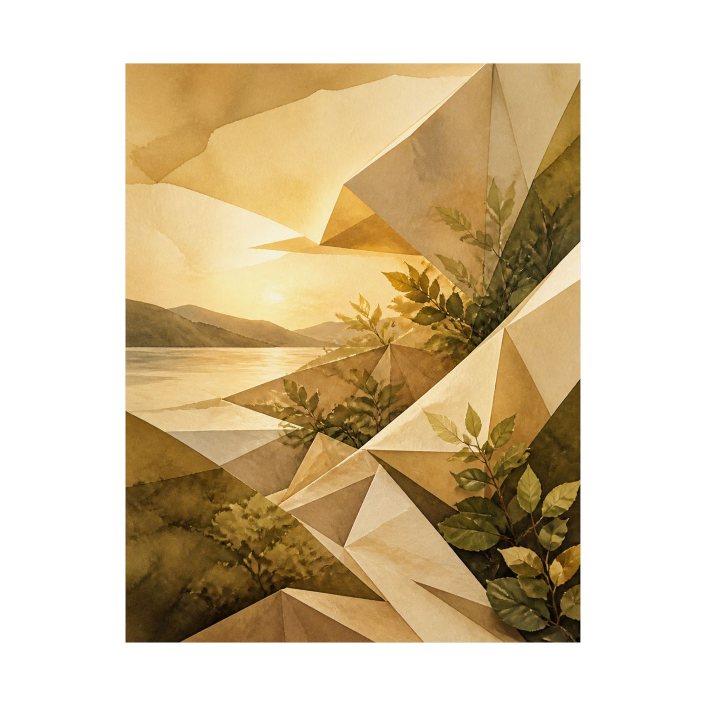 Golden Hour Paper Fold Wall Art Print - Japandi Ma