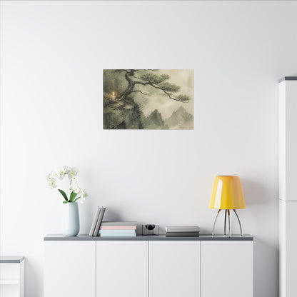 Candlelight Pine Tree Canvas Art - Japandi Kanso