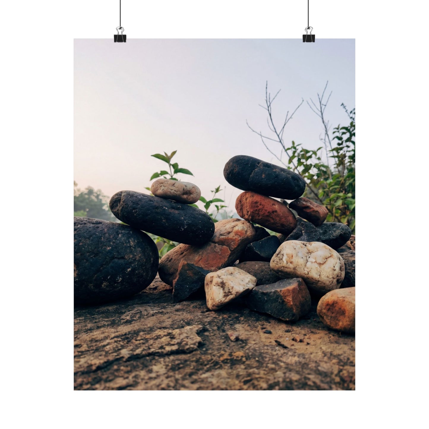 River Stones Spring Wall Art Print | Kintsugi Resilient Design