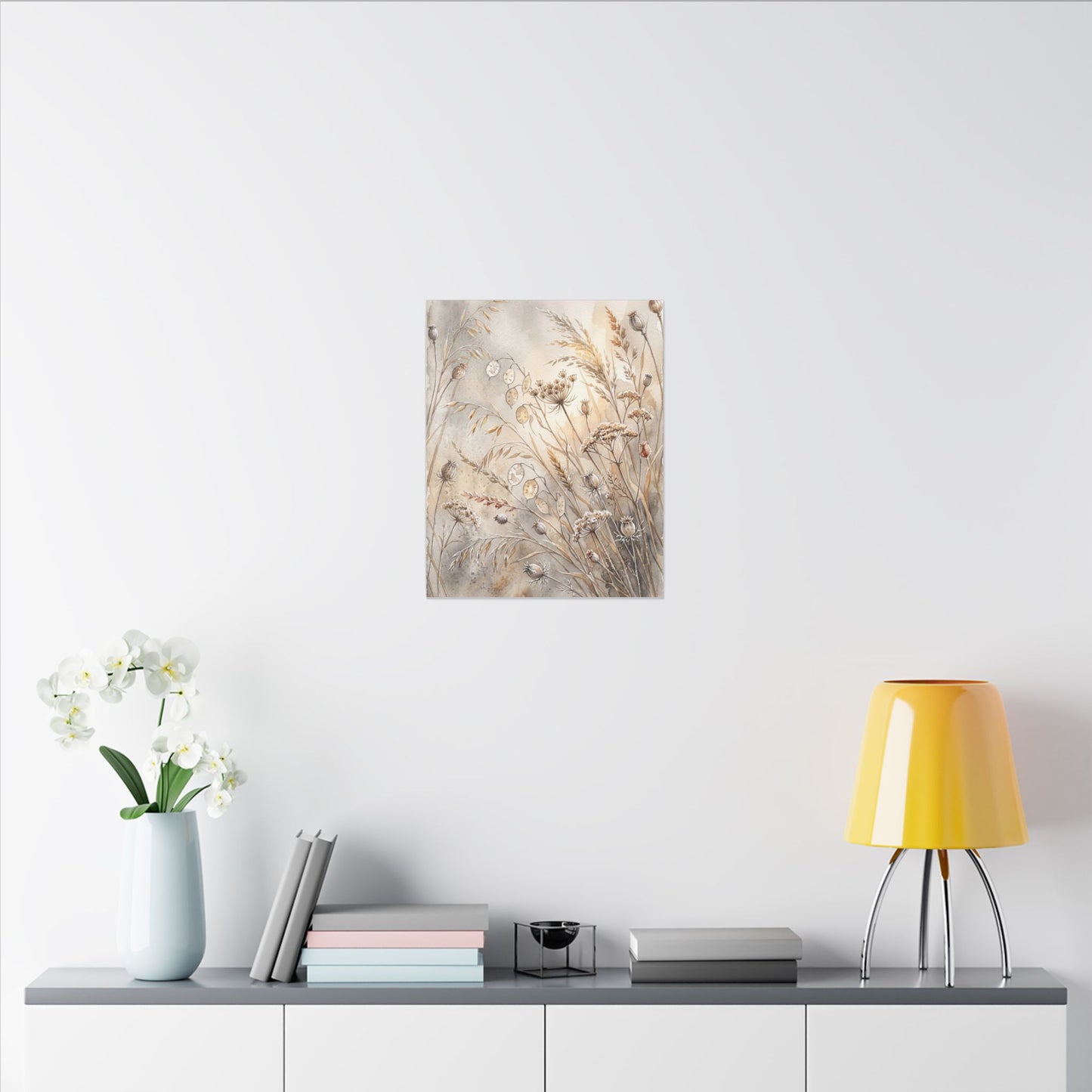 Winter Dried Flowers Watercolor Canvas Art | Warm Decor