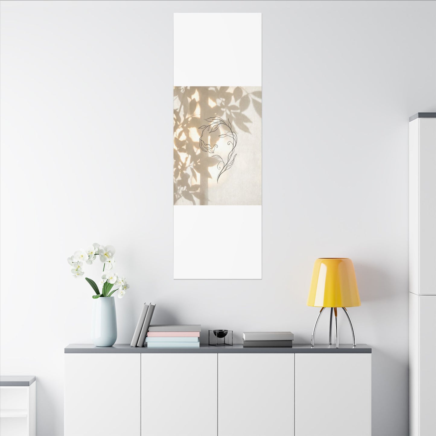 Warm Shoji Screen Canvas Art - Minimal Line Japandi