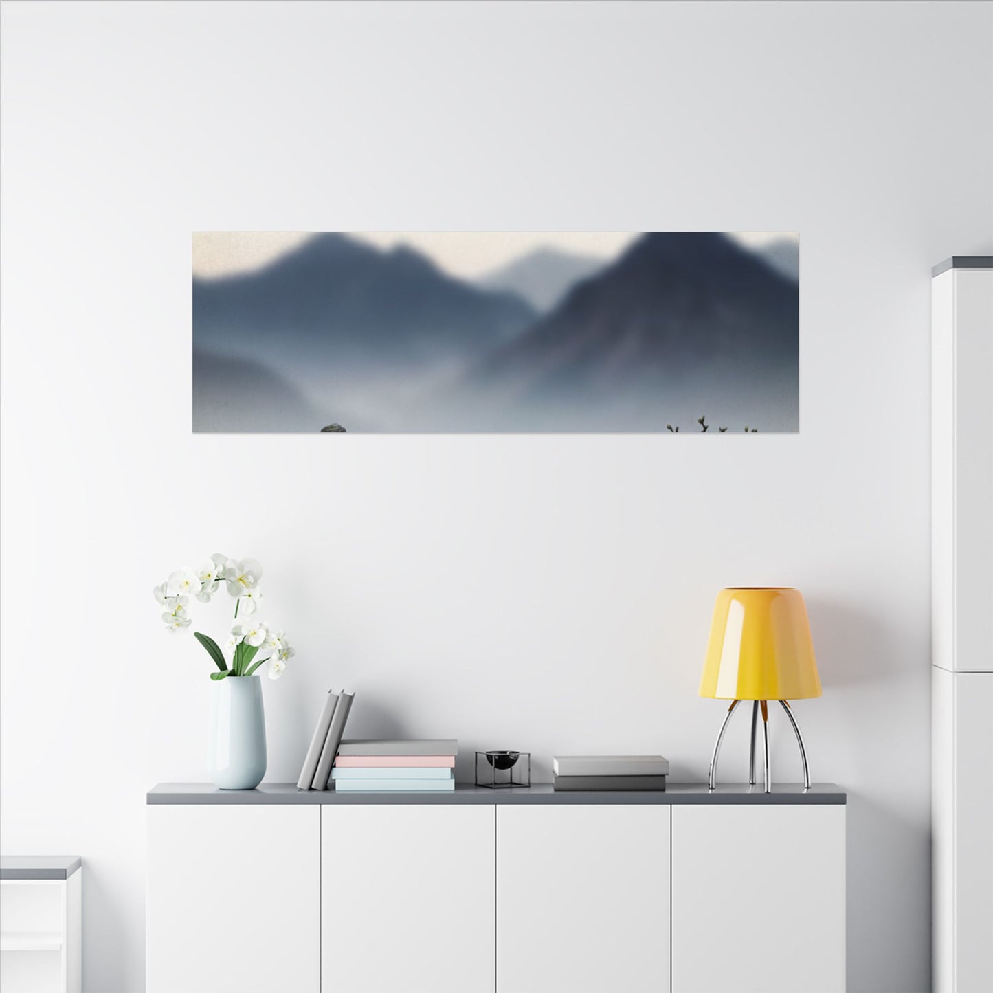 Mountain Mist Karesansui Canvas Art | Contemplative Zen Art