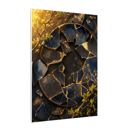 Golden Hour Broken Pottery Canvas Art - Kintsugi Ma