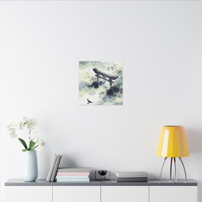 Torii Gate Sumi E Canvas Art | Serene Zen Art