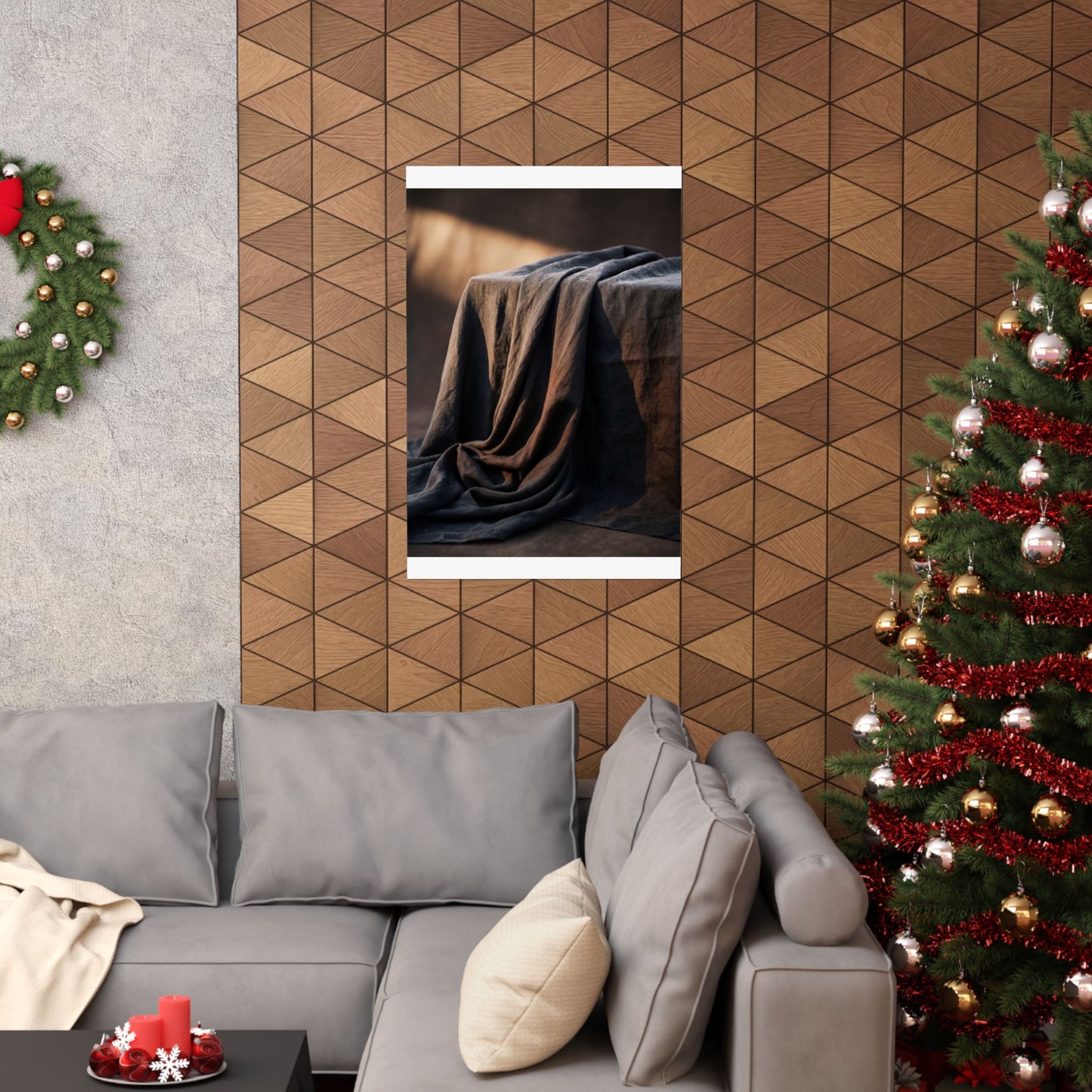 Dark Japandi Silk Drape in Golden Hour | Shadow Zen Wall Art Print