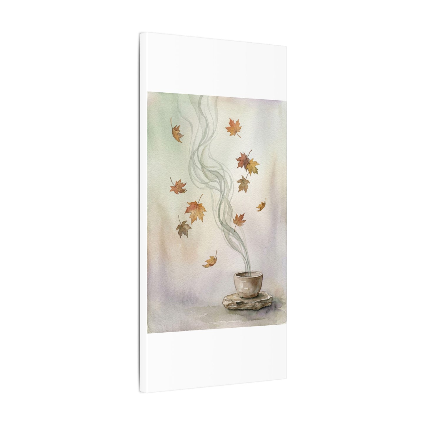 Incense Smoke Canvas Art | Autumn Japandi Watercolor Art