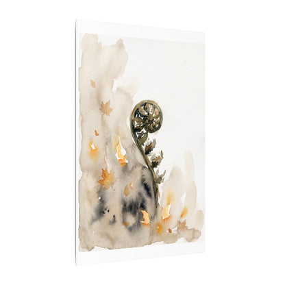 Fern Unfurling Watercolor Canvas Art | Earthy Japandi Art