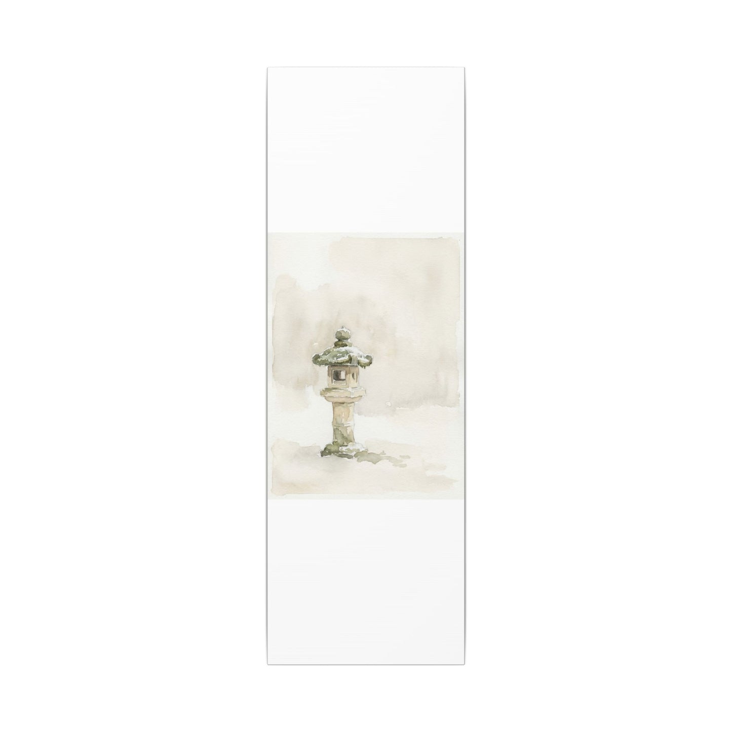 Stone Lantern Winter Canvas Art | Japandi Earthy Design