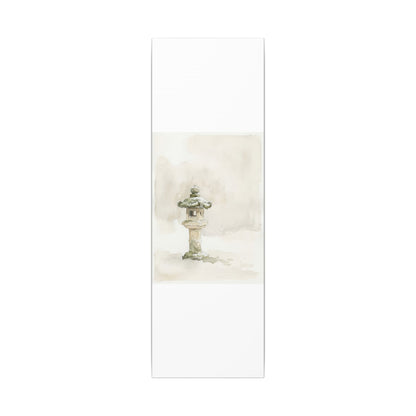 Stone Lantern Winter Canvas Art | Japandi Earthy Design