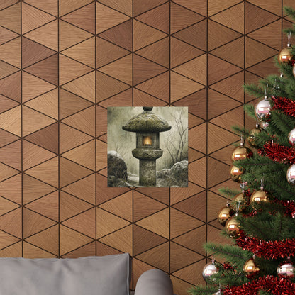 Cozy Stone Lantern Wall Art Print - Texture Japandi