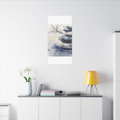 River Stones Watercolor Canvas Art | Cozy Japandi Art